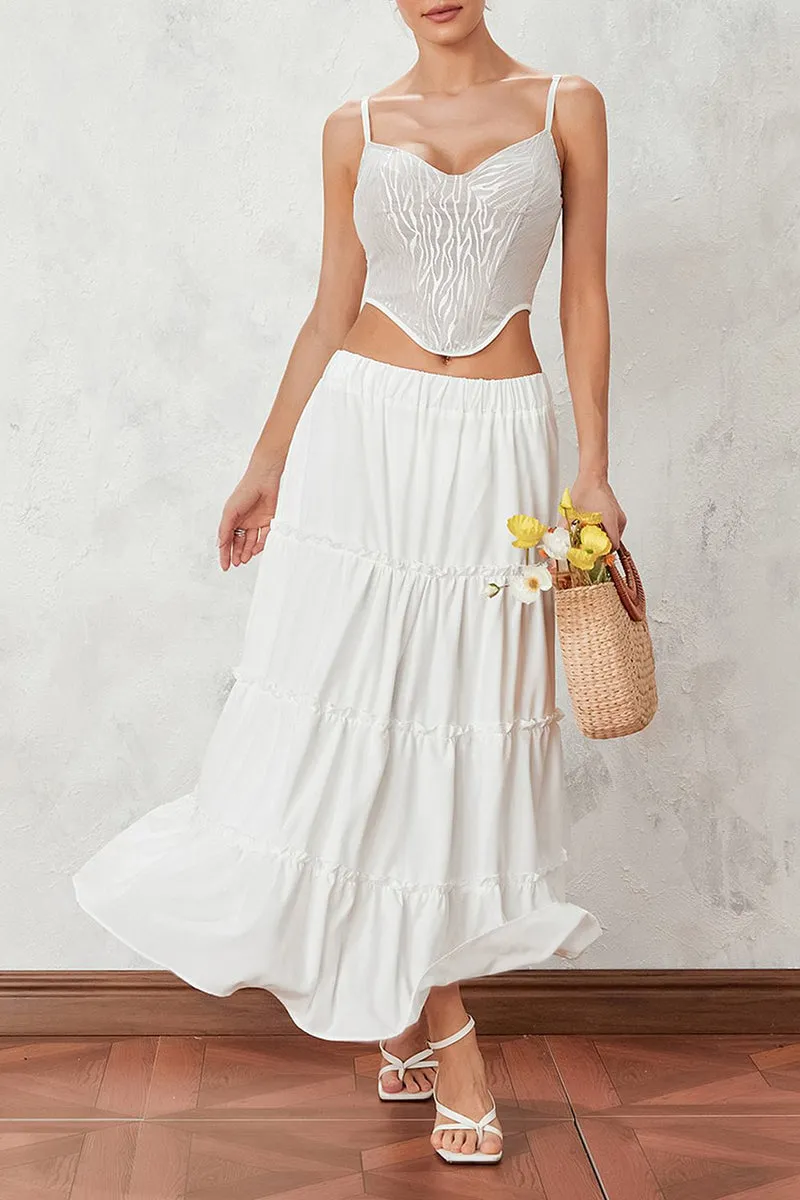 HQR1211 Tiered Maxi Skirt