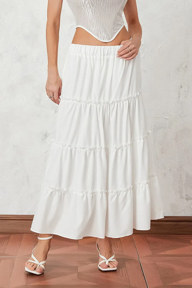 HQR1211 Tiered Maxi Skirt