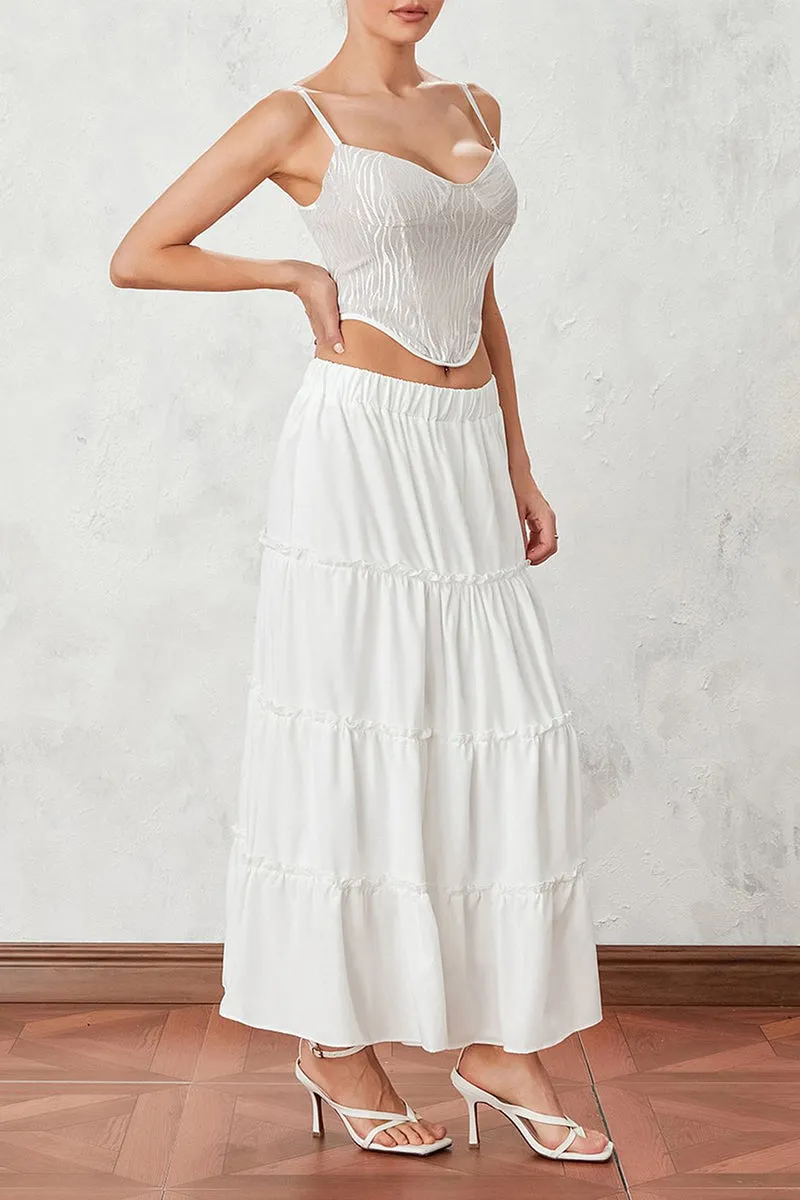 HQR1211 Tiered Maxi Skirt
