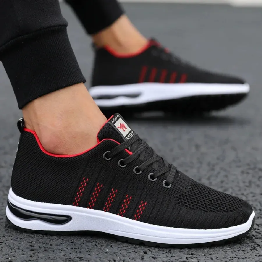 Hugo - Zwarte Heren-Sneakers met Rode Accenten