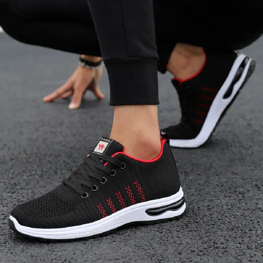 Hugo - Zwarte Heren-Sneakers met Rode Accenten