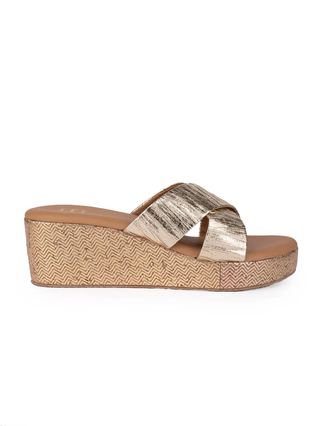 Hydes N Hues Gold Wedge Heels