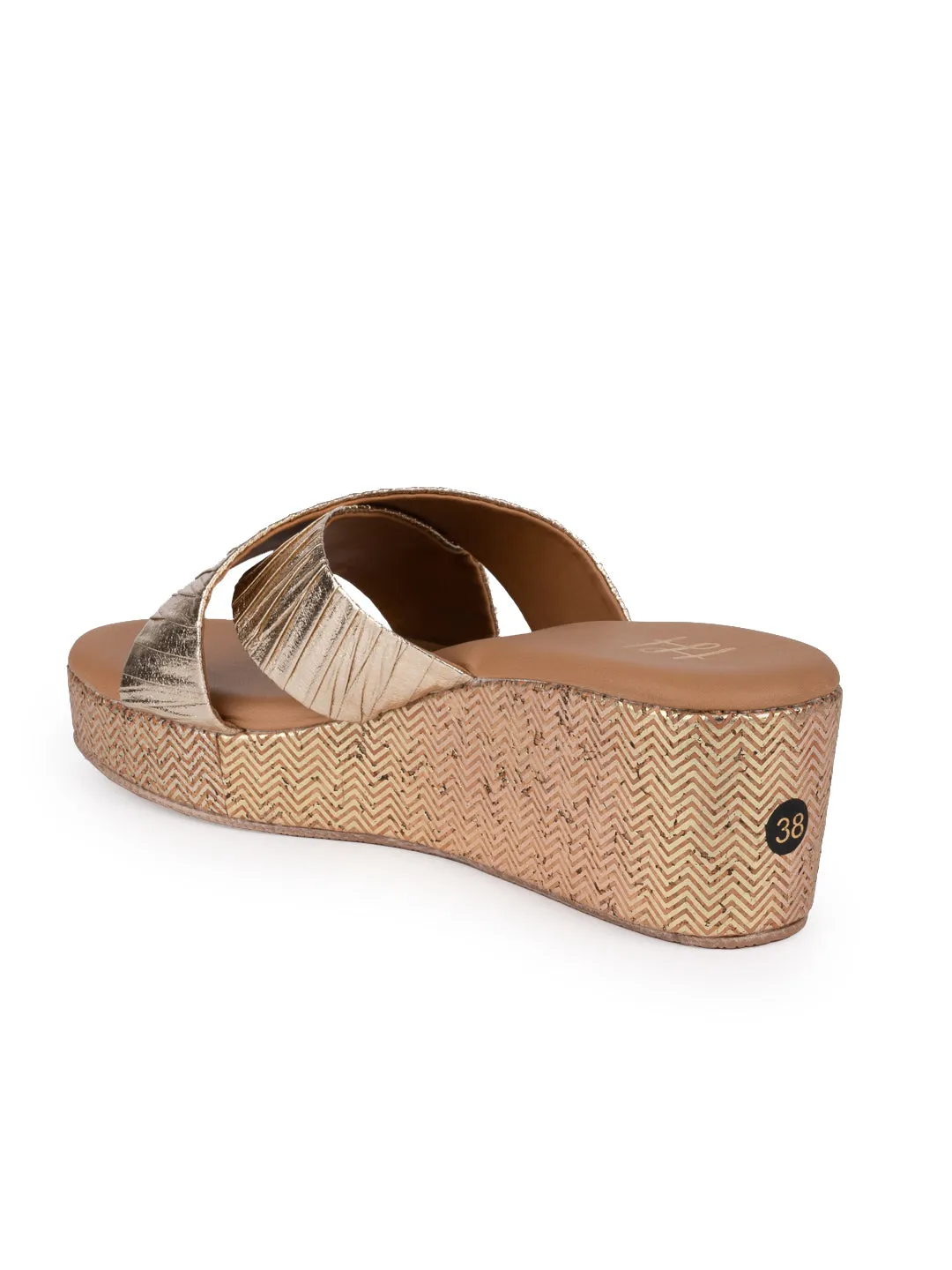 Hydes N Hues Gold Wedge Heels