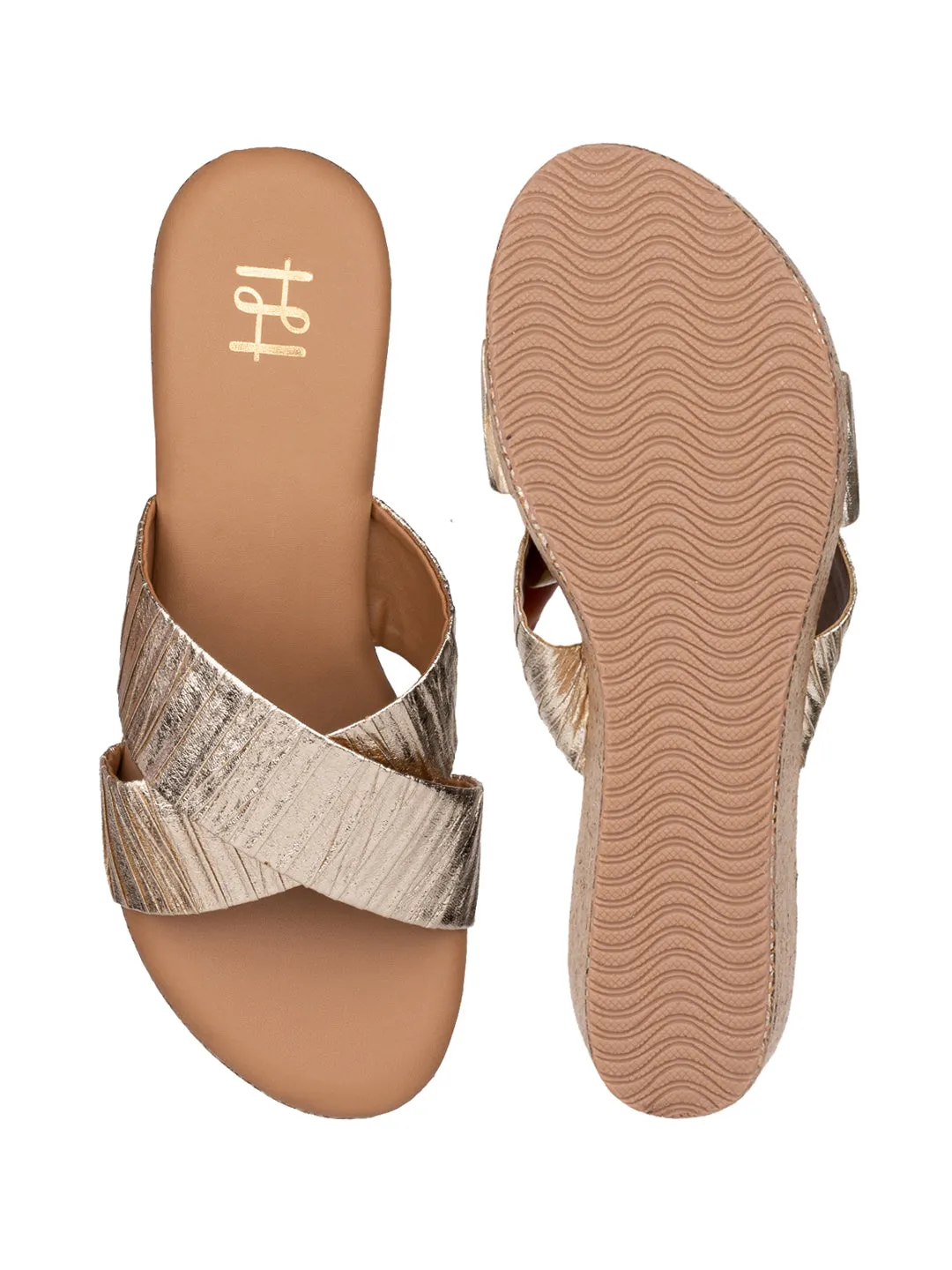 Hydes N Hues Gold Wedge Heels