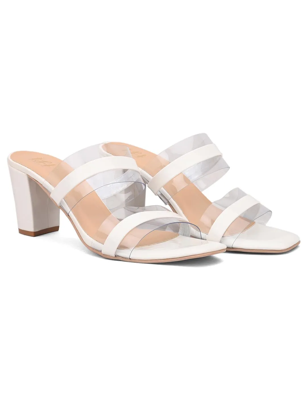 Hydes N Hues White Striped Block Heels