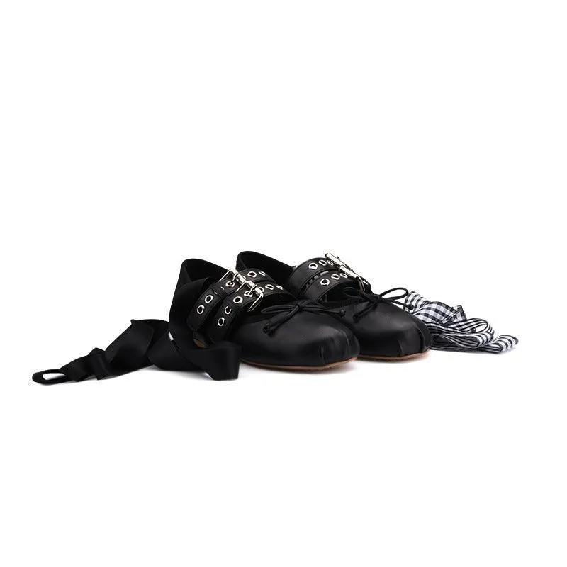 I love Lucy Leather Lace-up Ballet Flats