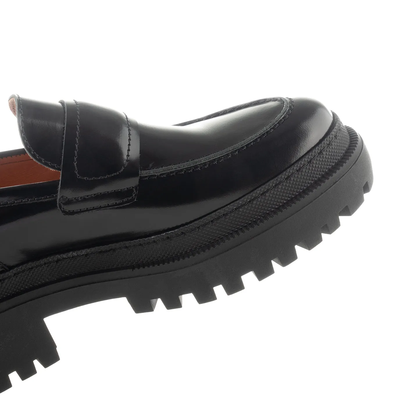 Iona loafer læder  - BLACK HIGH SHINE