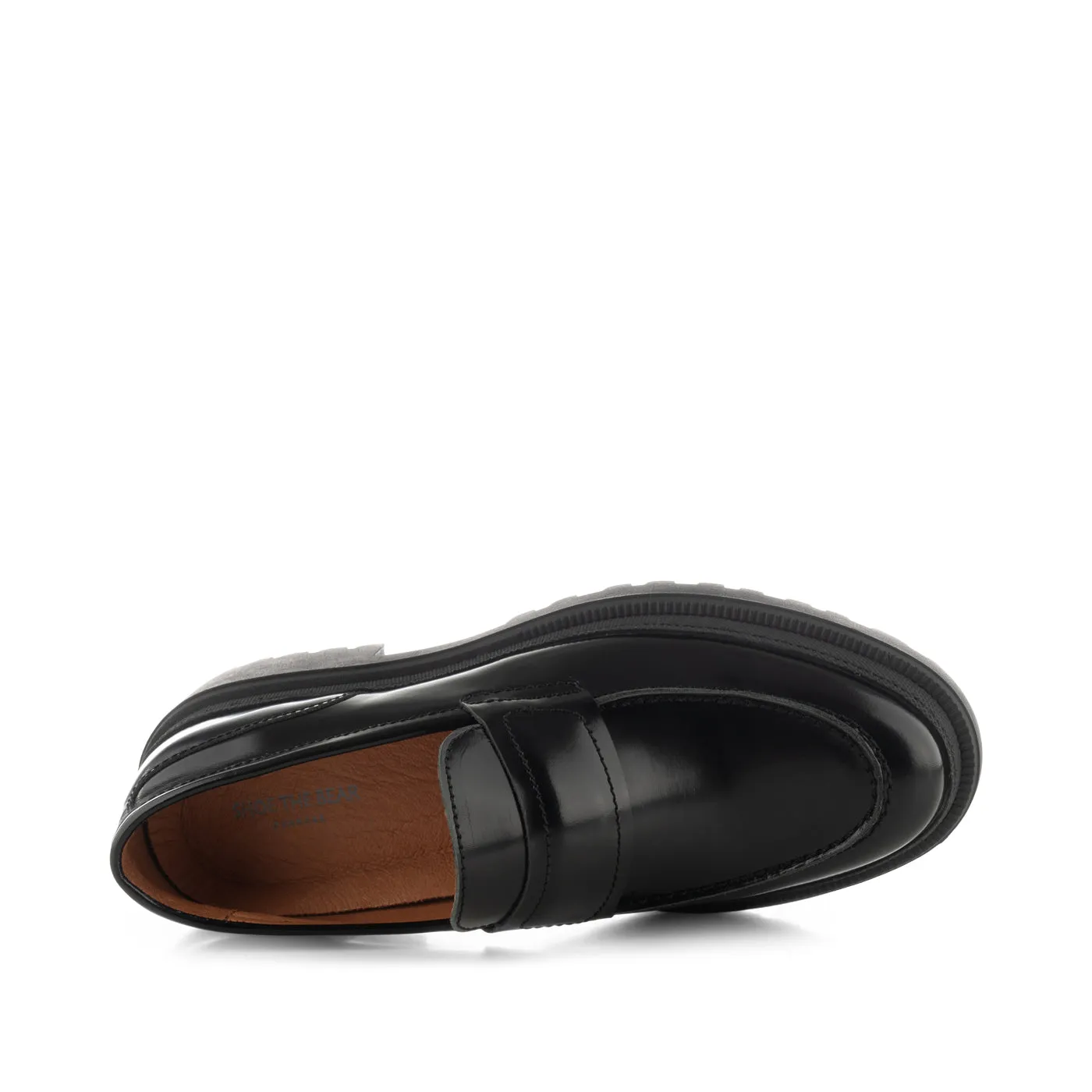 Iona loafer læder  - BLACK HIGH SHINE