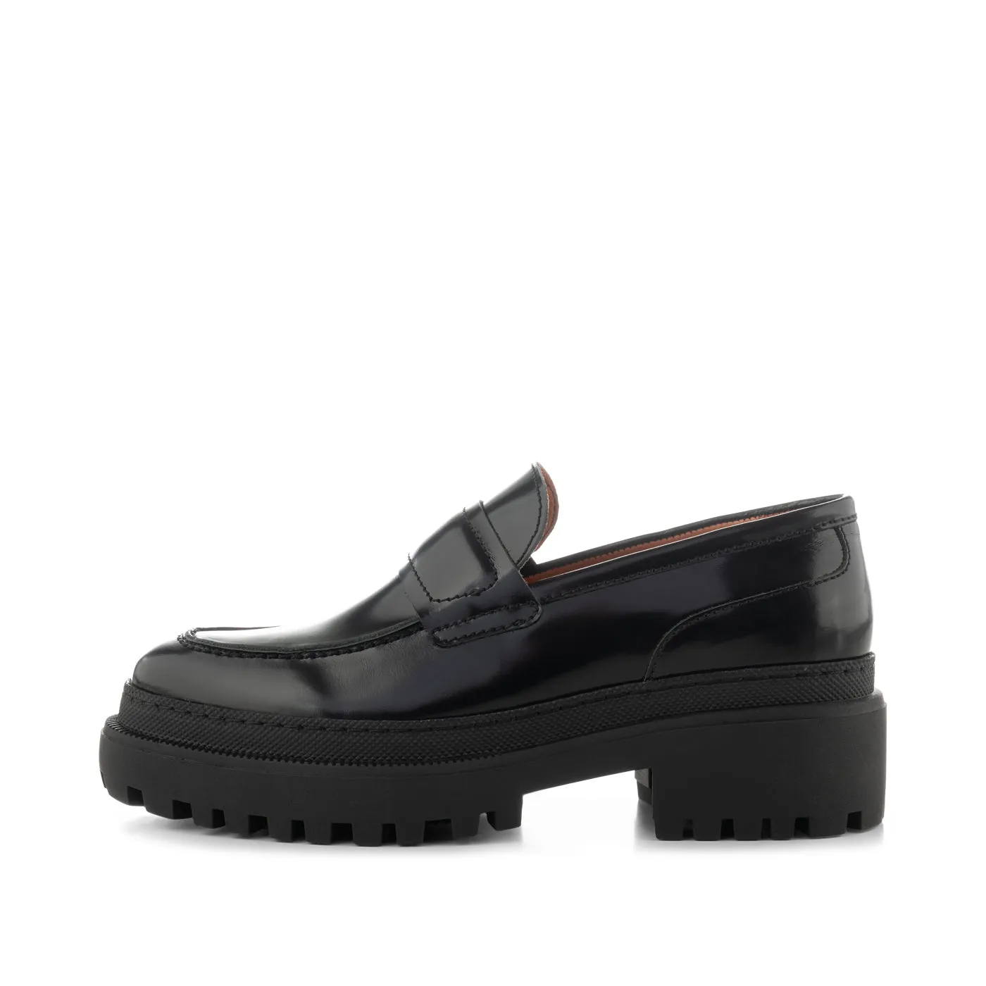 Iona loafer læder  - BLACK HIGH SHINE