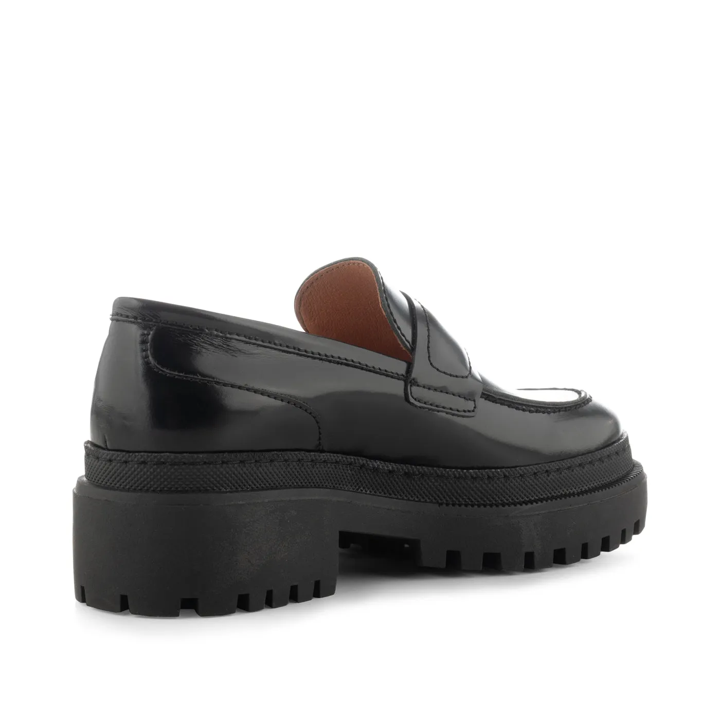 Iona loafer læder  - BLACK HIGH SHINE