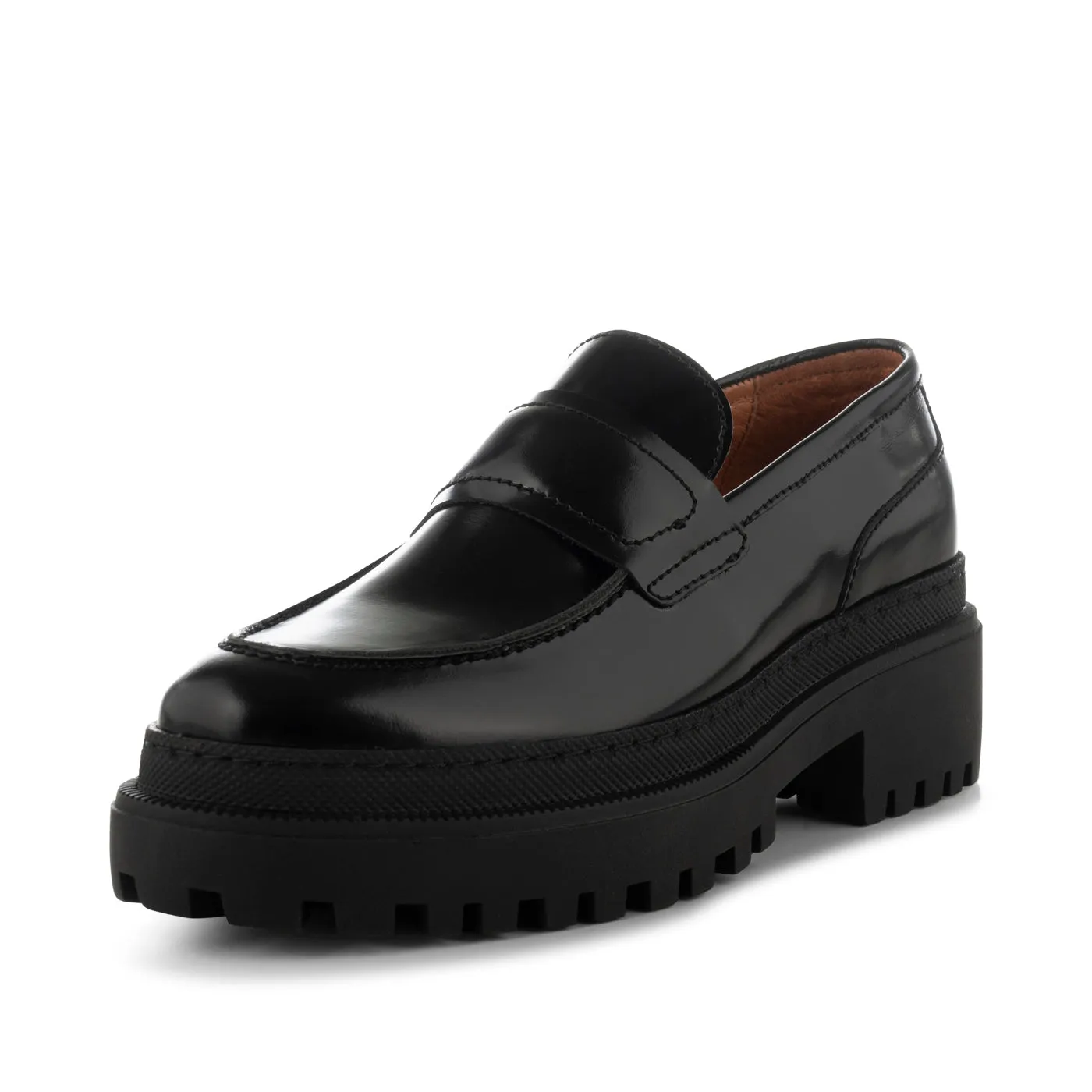 Iona loafer læder  - BLACK HIGH SHINE