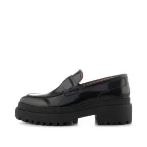Iona loafer læder  - BLACK HIGH SHINE