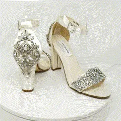 Ivory Wedding Shoes with Crystal Front and Heel Design