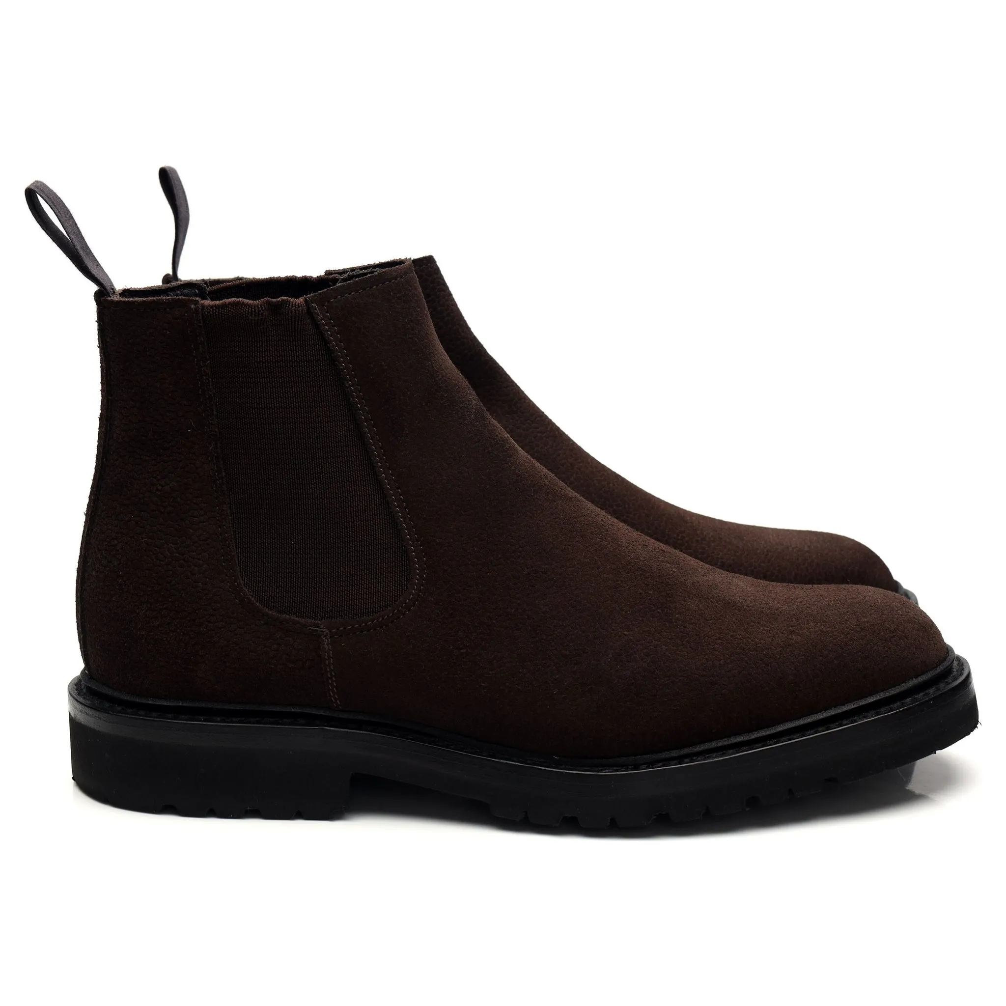 'Jason' Dark Brown Grain Suede Chelsea Boots UK 7 E