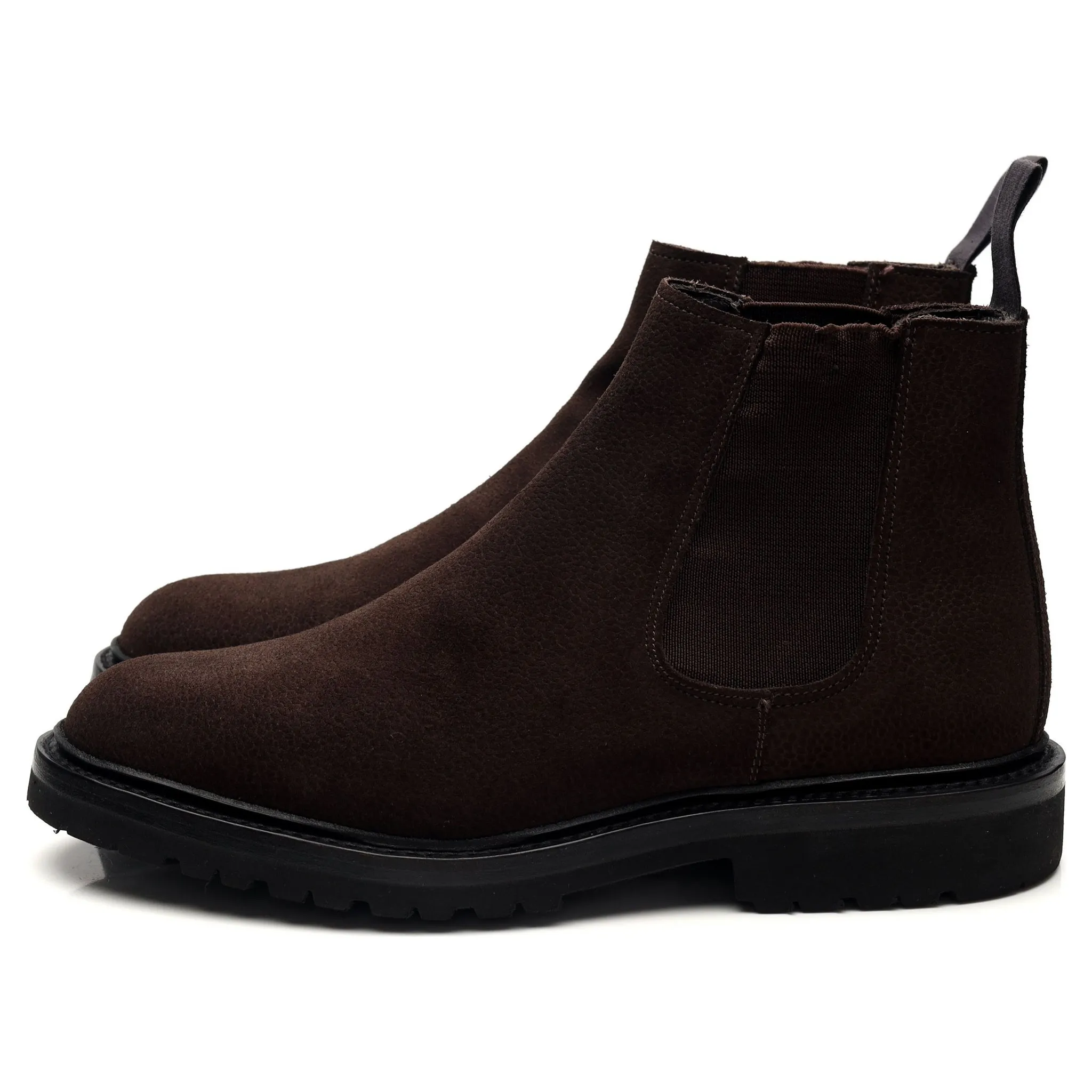 'Jason' Dark Brown Grain Suede Chelsea Boots UK 7 E