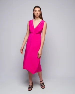 joi dress- silk crepe - magenta