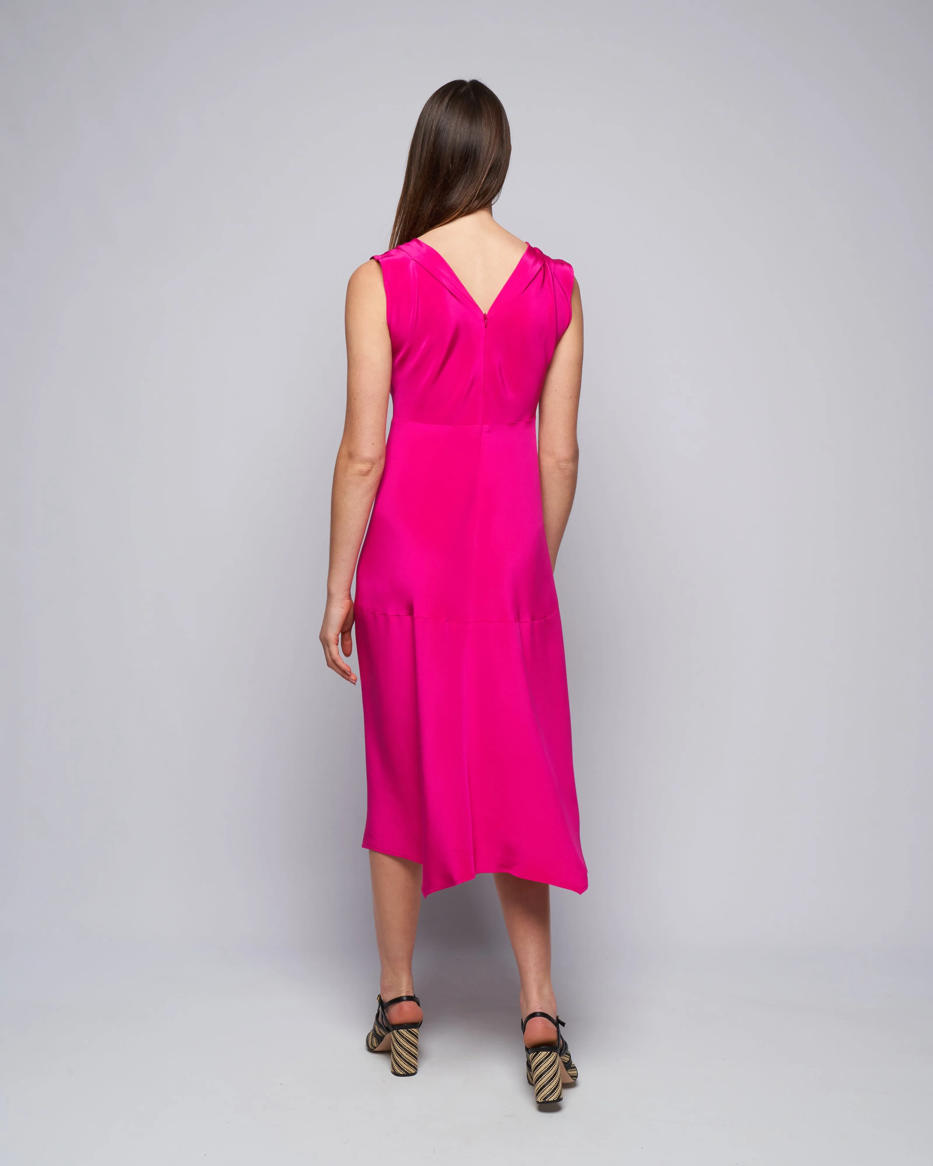 joi dress- silk crepe - magenta