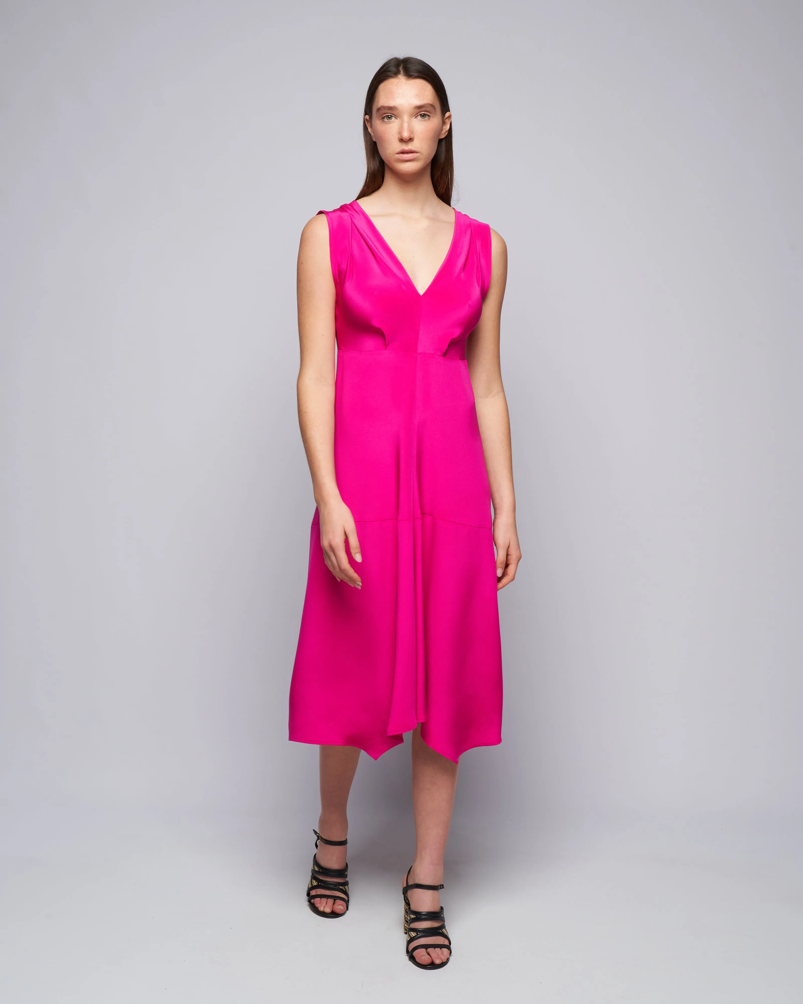 joi dress- silk crepe - magenta