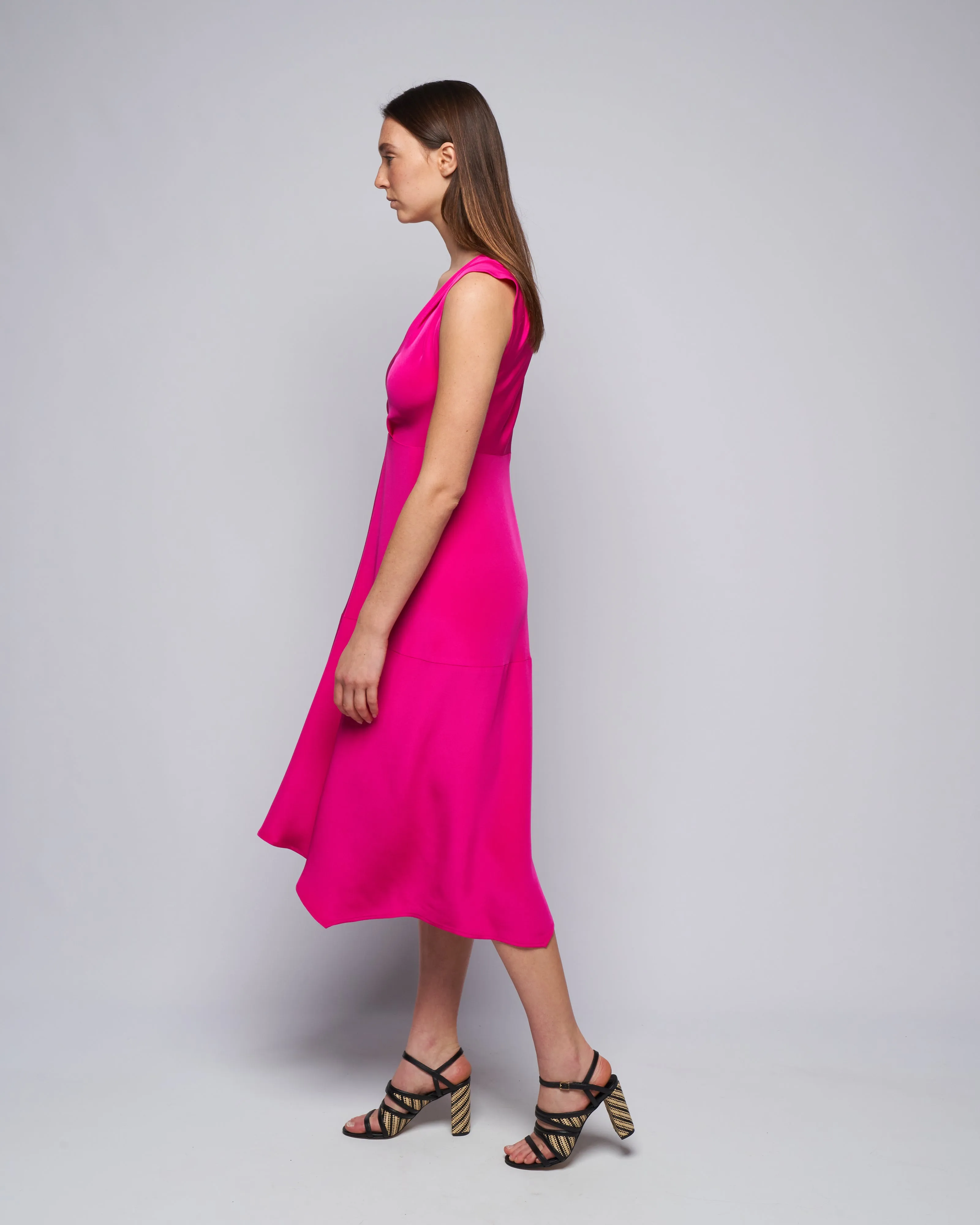 joi dress- silk crepe - magenta