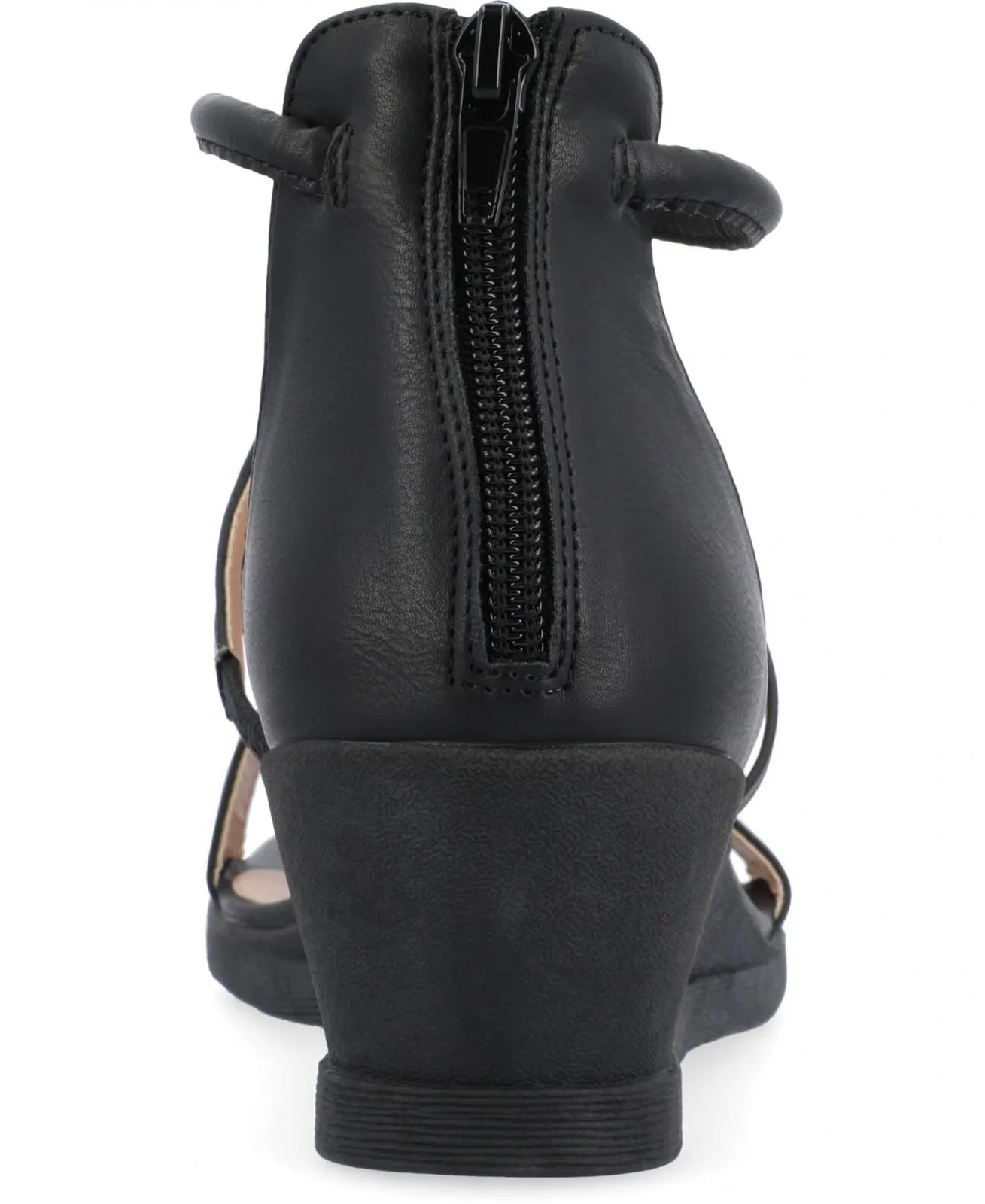Journee Collection Women's Trayle Wedge Sandals TRAYLE-WEDGE-SANDAL Black 10M
