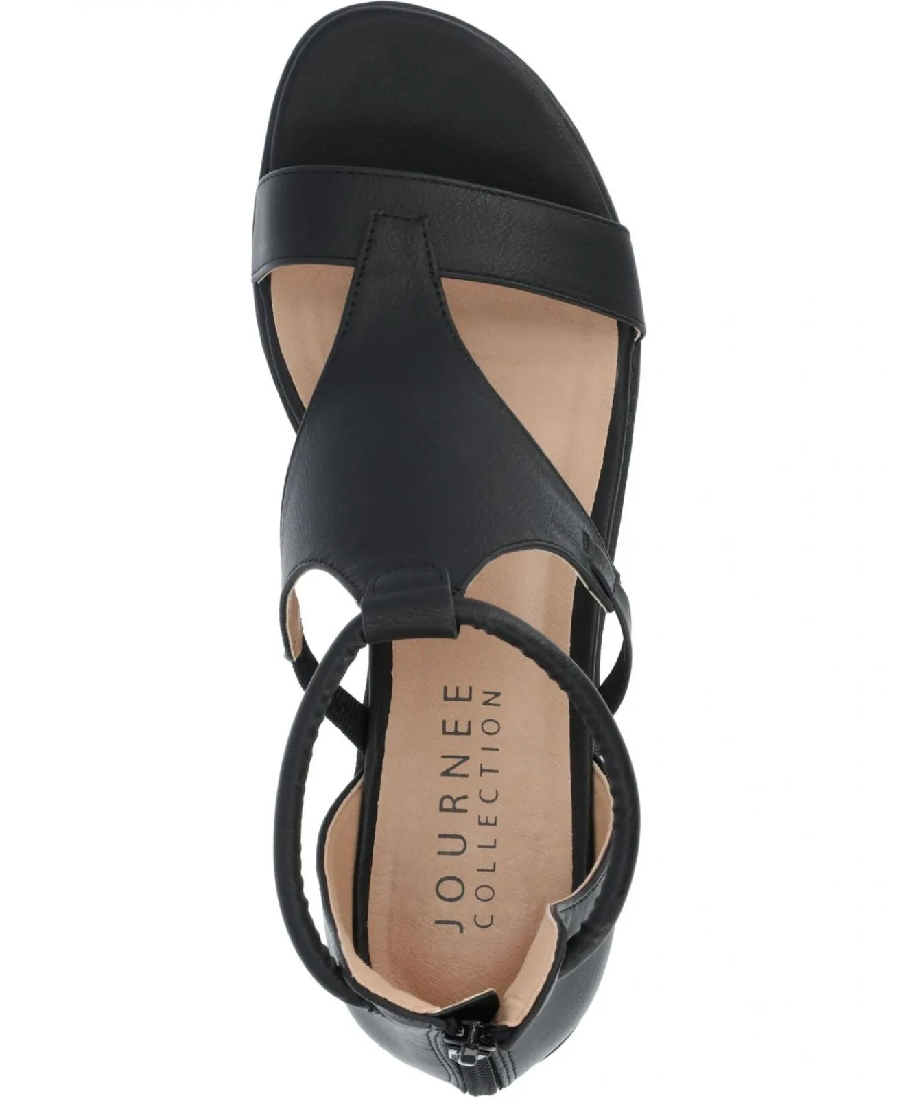 Journee Collection Women's Trayle Wedge Sandals TRAYLE-WEDGE-SANDAL Black 10M