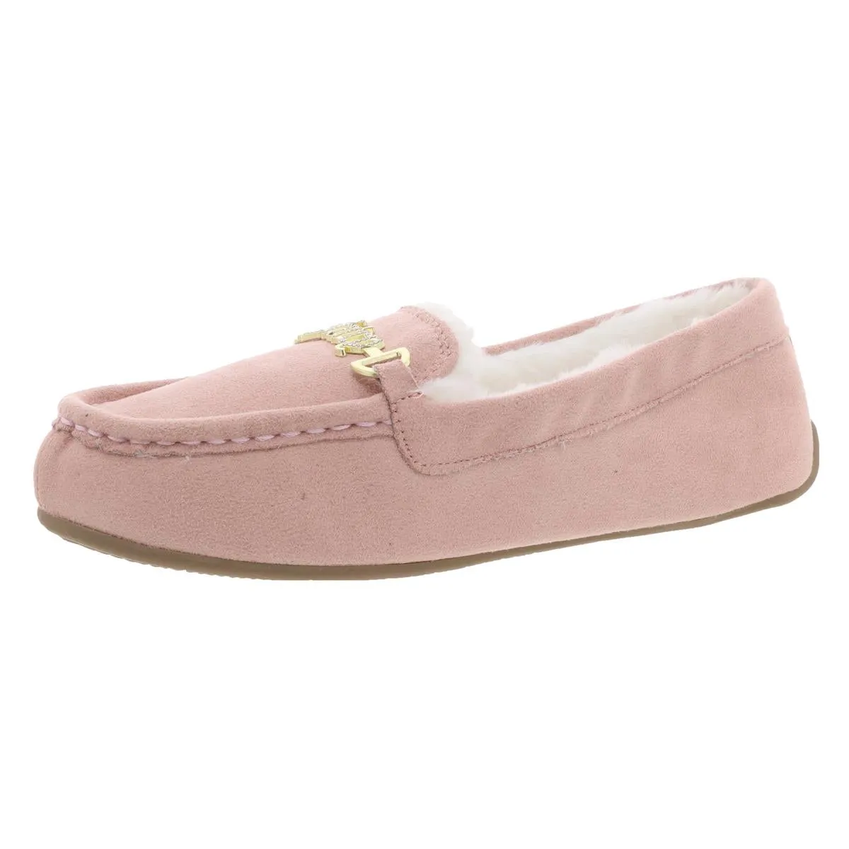 Juicy Couture Womens Intoit Faux Fur Lined Glitter Moccasin Slippers
