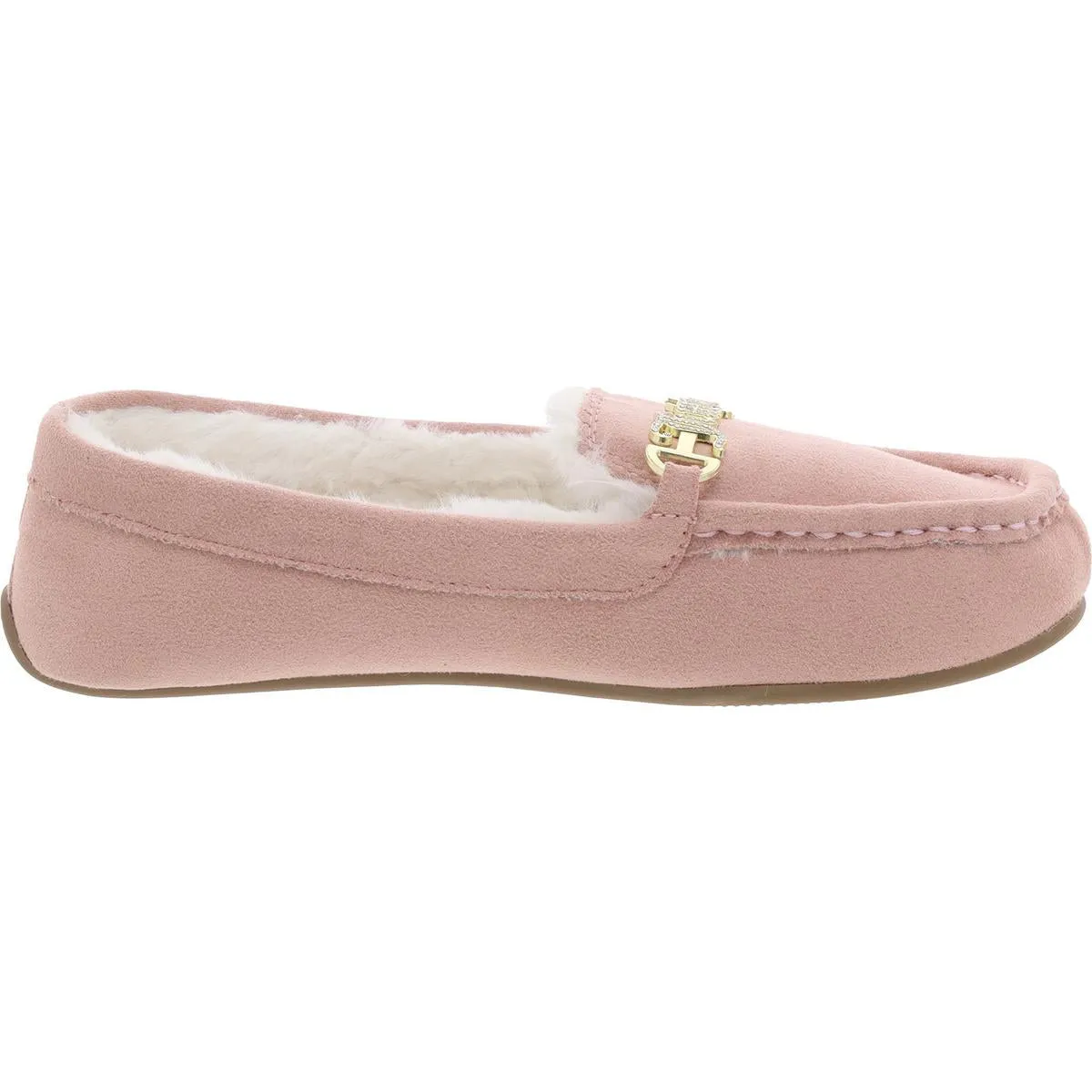 Juicy Couture Womens Intoit Faux Fur Lined Glitter Moccasin Slippers