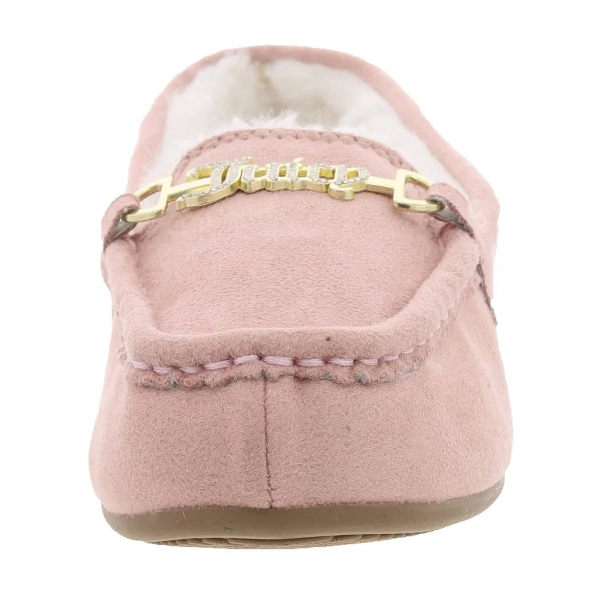 Juicy Couture Womens Intoit Faux Fur Lined Glitter Moccasin Slippers
