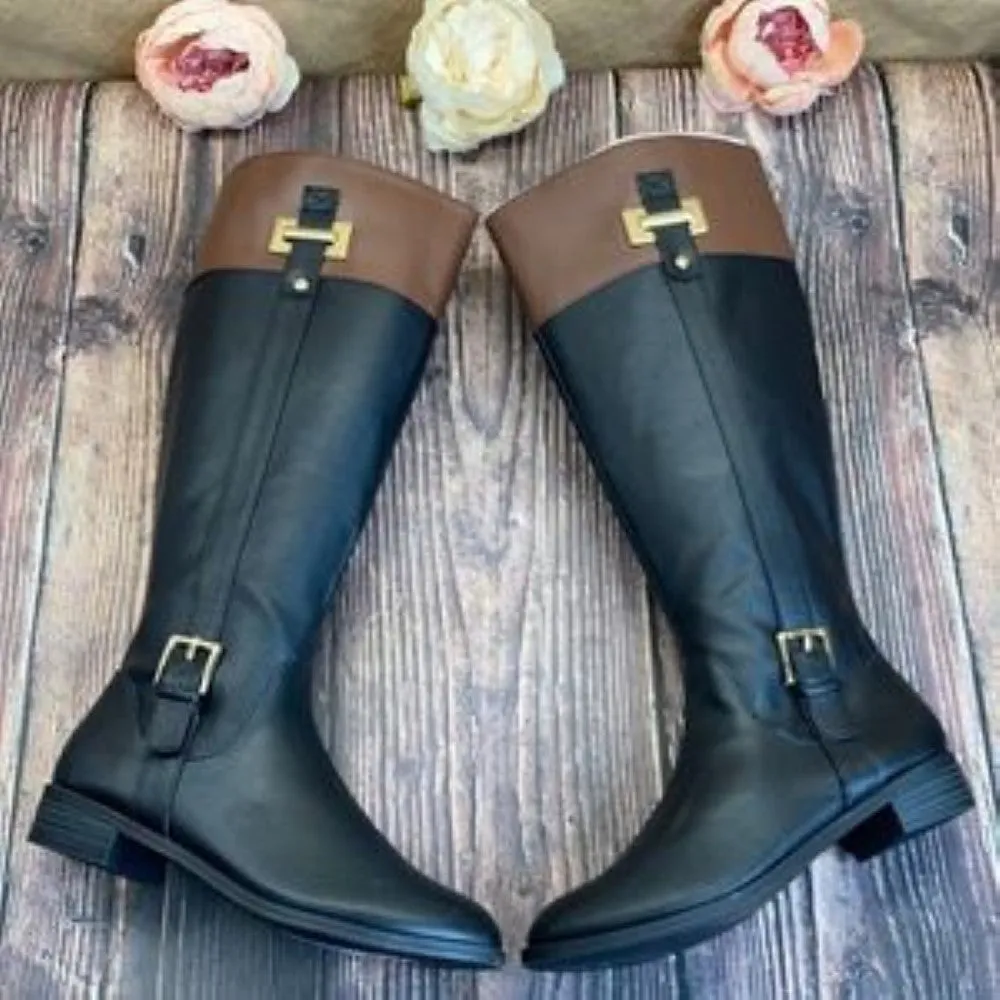 Karen Scott Black/Brown Deliee2 Riding Boots 6.5
