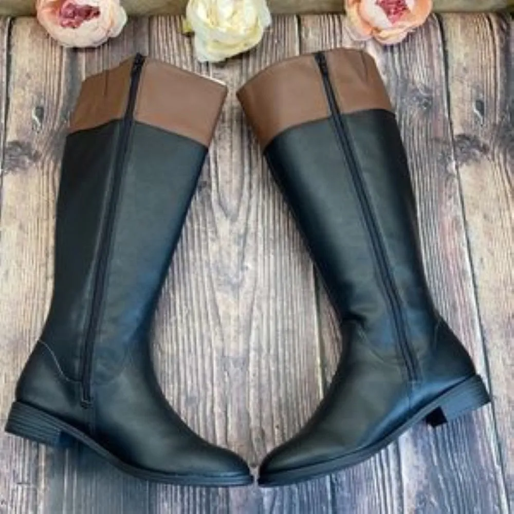 Karen Scott Black/Brown Deliee2 Riding Boots 6.5