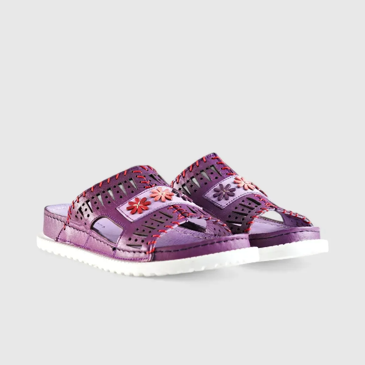 Karyoka Comfort Leather Push Ins 5703 Purple Multi