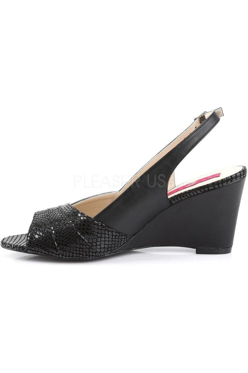 KIMBERLY-01SP Wedge | Black Faux Leather