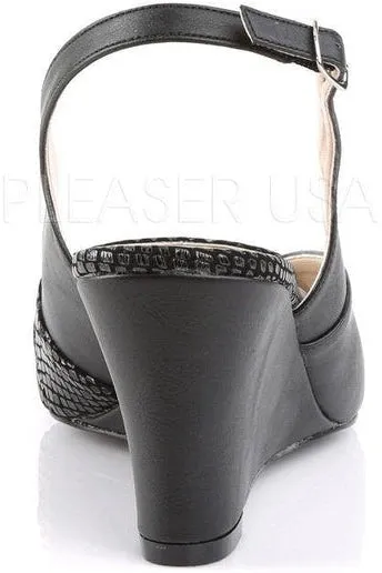 KIMBERLY-01SP Wedge | Black Faux Leather