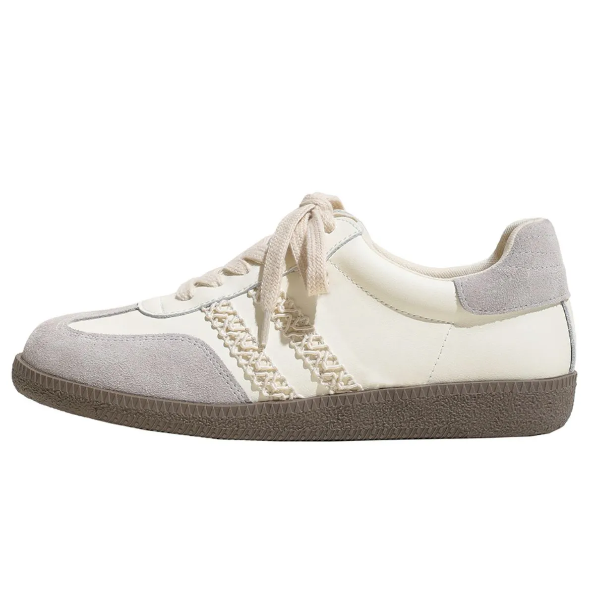 Lace Up PU Leather Round Toe Flats Sneakers