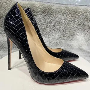 laser black Sexy Stone Pattern Green Thin High Heels