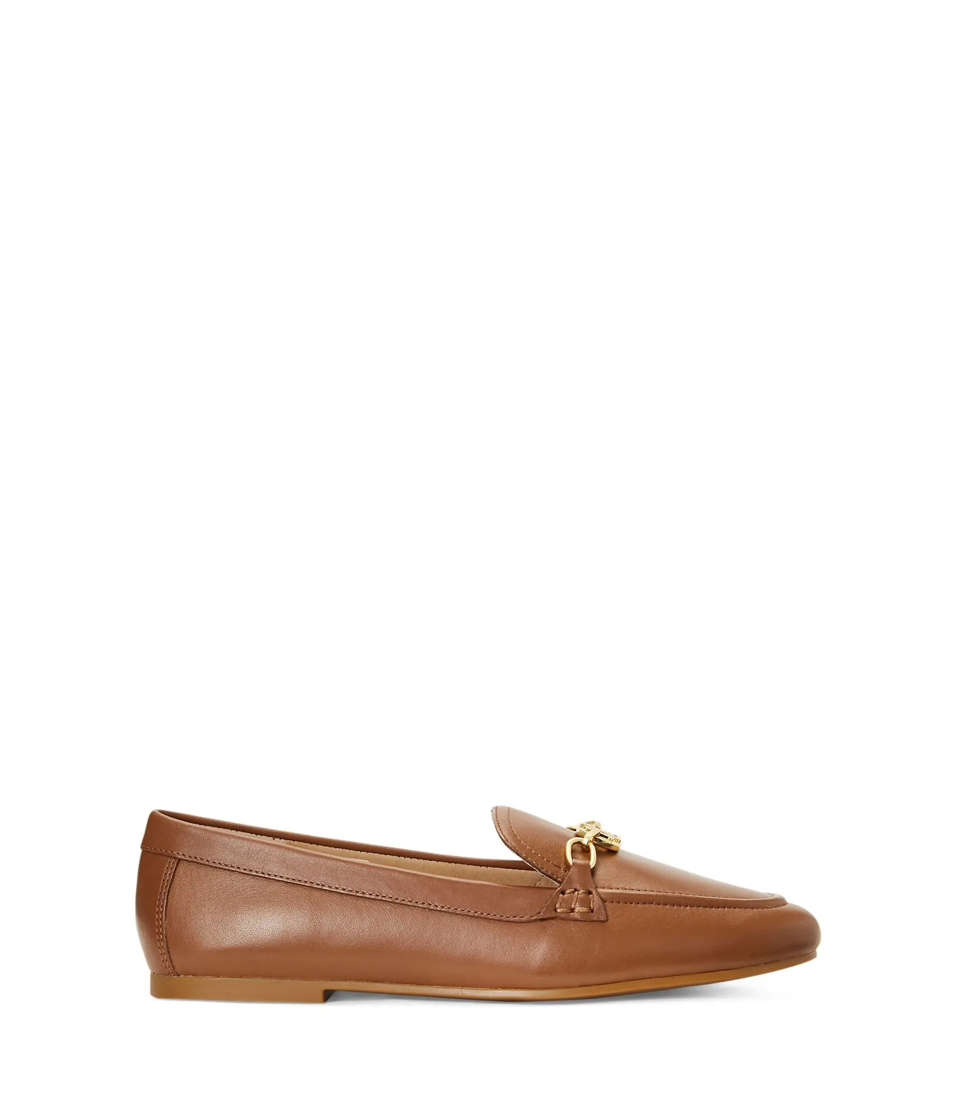 Lauren Ralph Lauren Womens Averi Nappa Leather Loafer Deep Saddle Tan 10 B - Medium