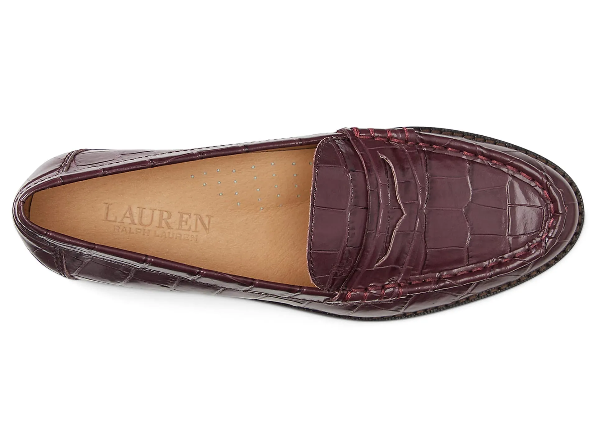 Lauren Ralph Womens Wynnie Loafer Flat, Garnet, 6.5 US