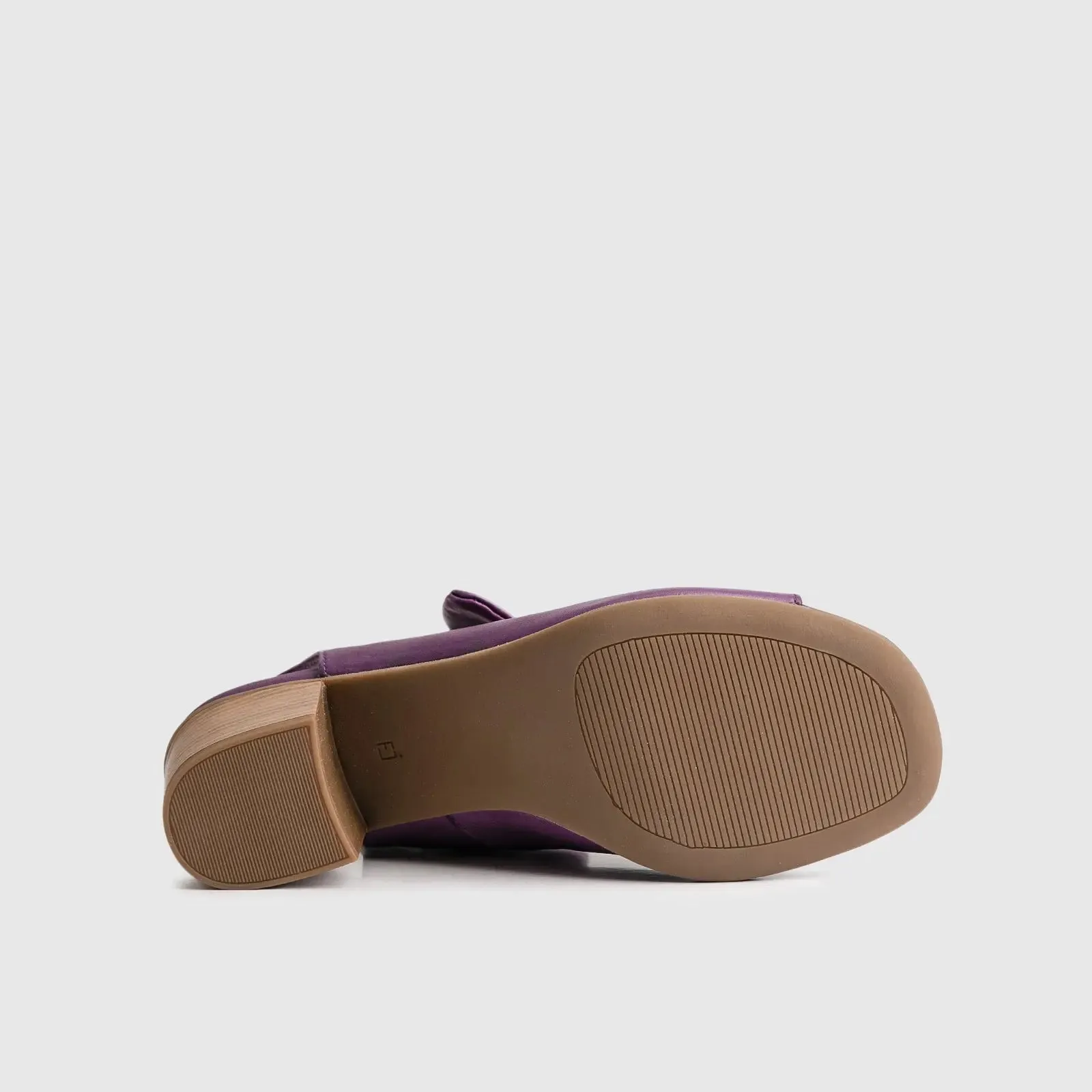 Leather Comfort Block Heel Sandal Purple 8430