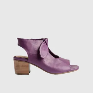Leather Comfort Block Heel Sandal Purple 8430