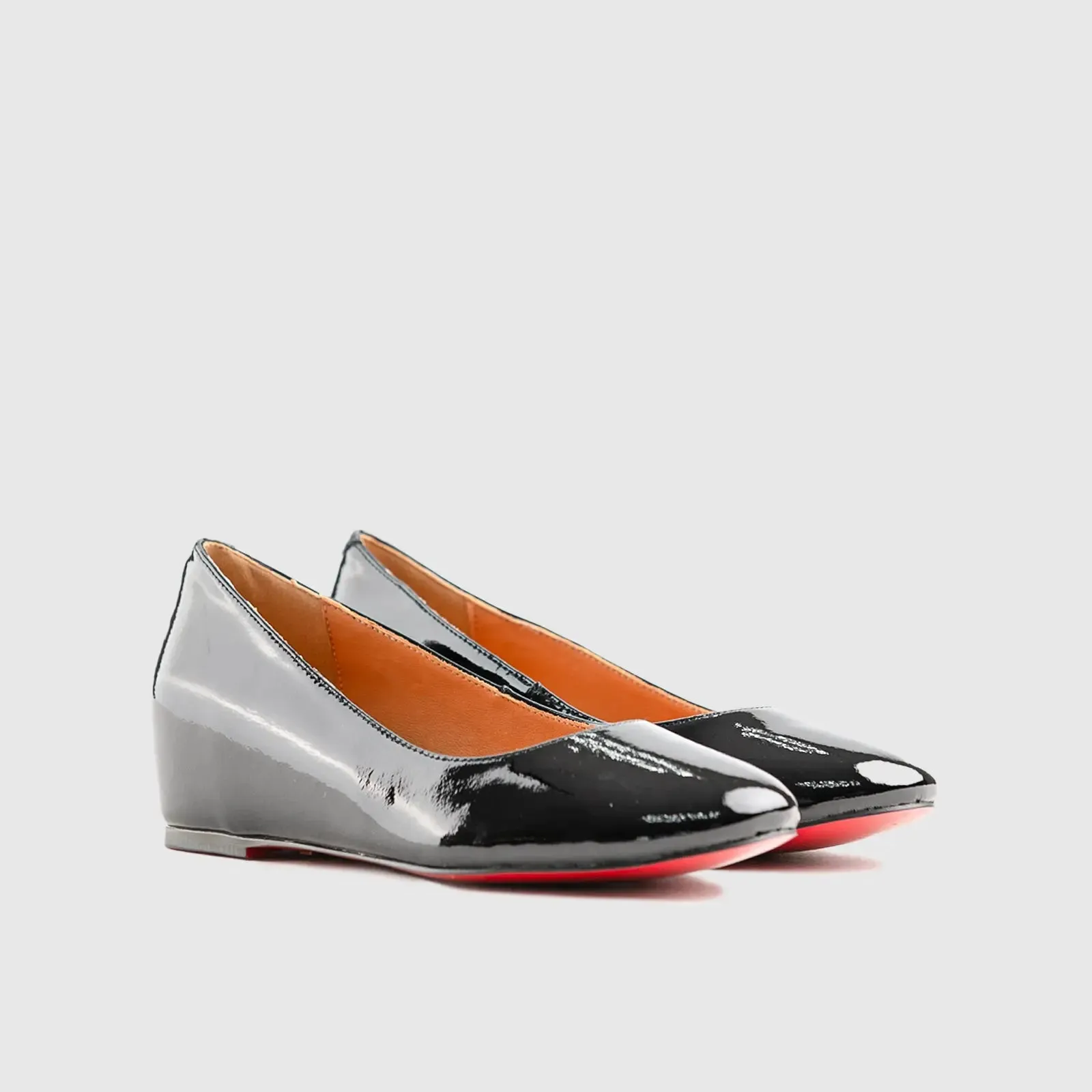Leather Dress Wedge Black Lar013