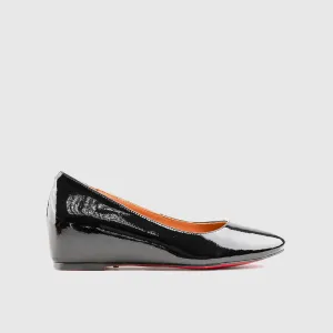 Leather Dress Wedge Black Lar013