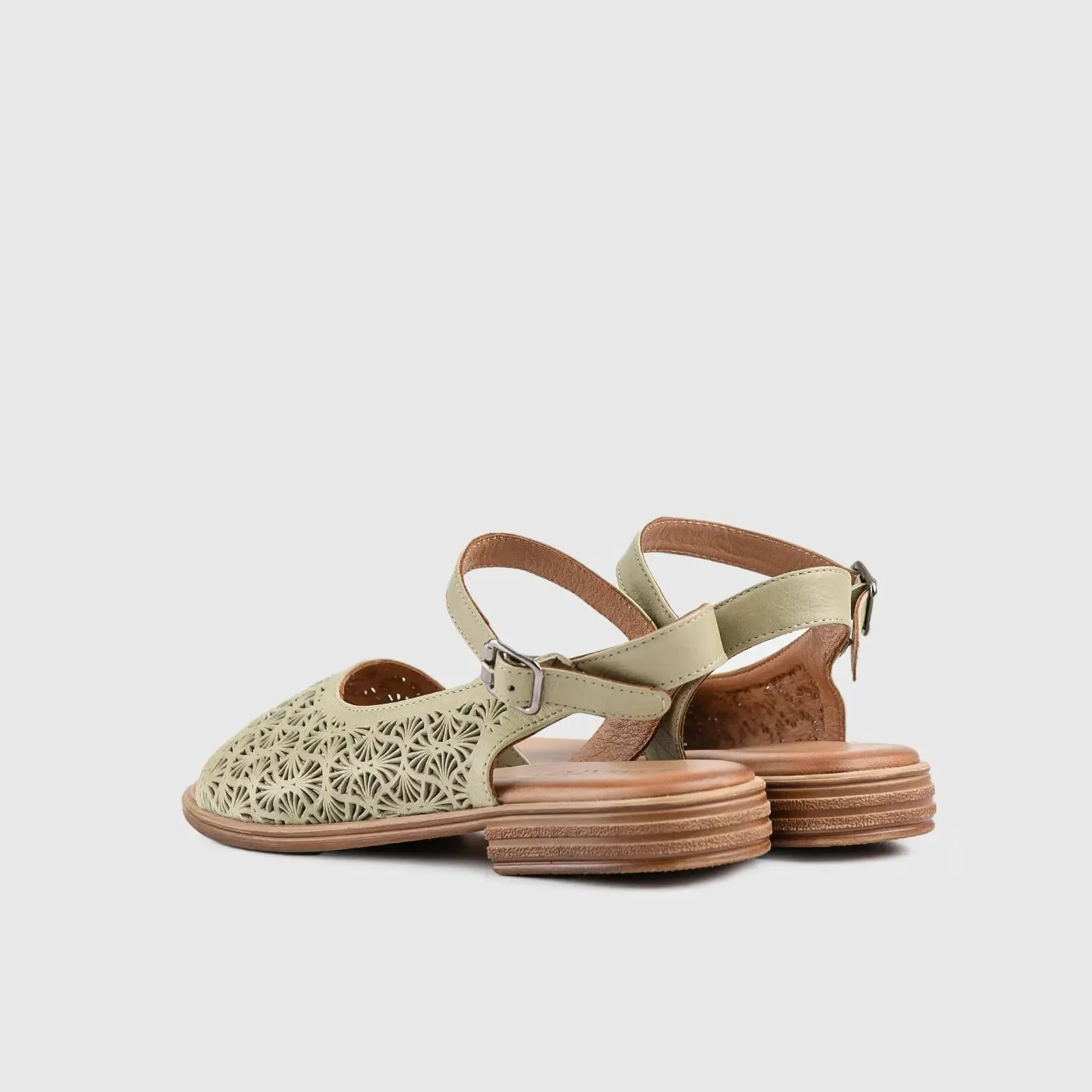 Leather Flat Comfort Sandals Green 8624