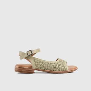 Leather Flat Comfort Sandals Green 8624