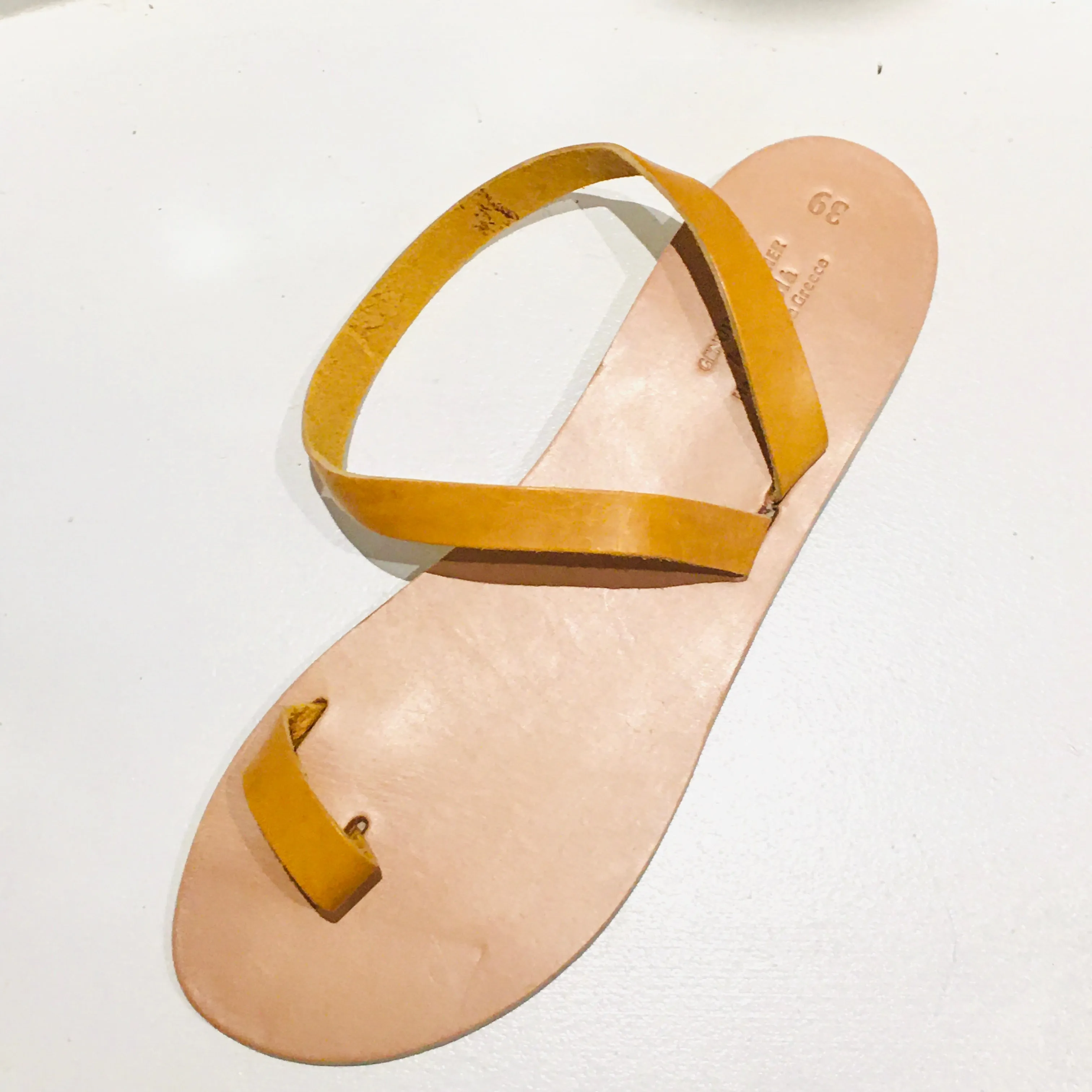 Leather Toe Ring Sandal Canary