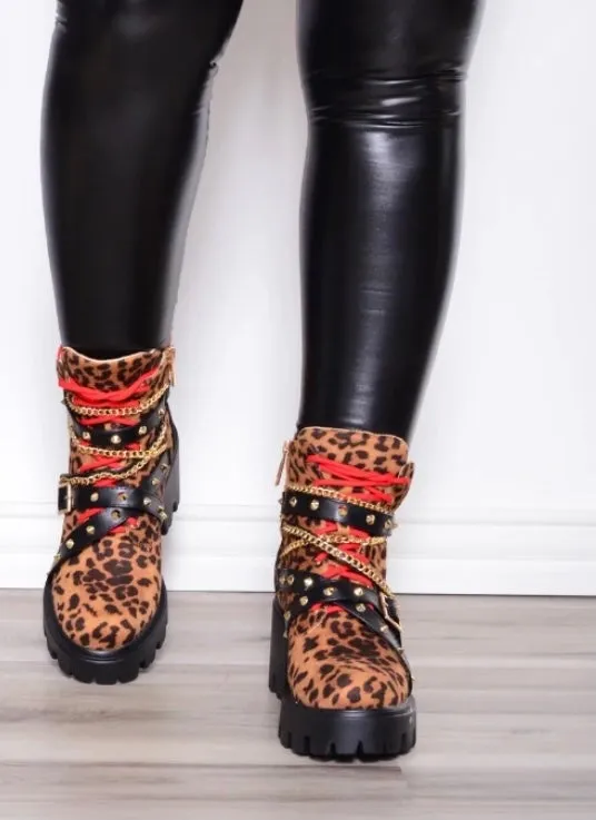 Leopard combat boots