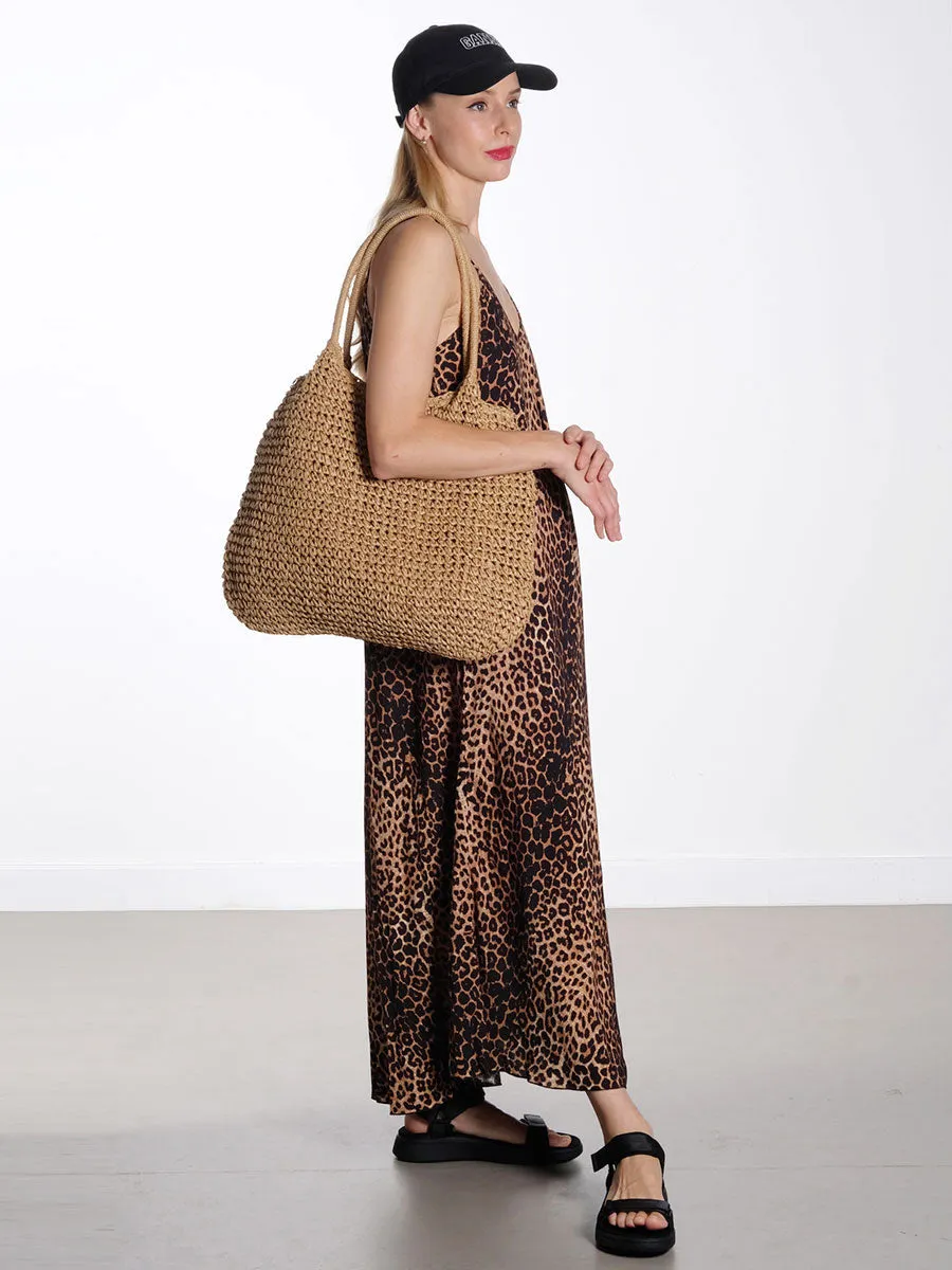 Leopard Strap Dress - Brown