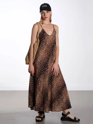 Leopard Strap Dress - Brown