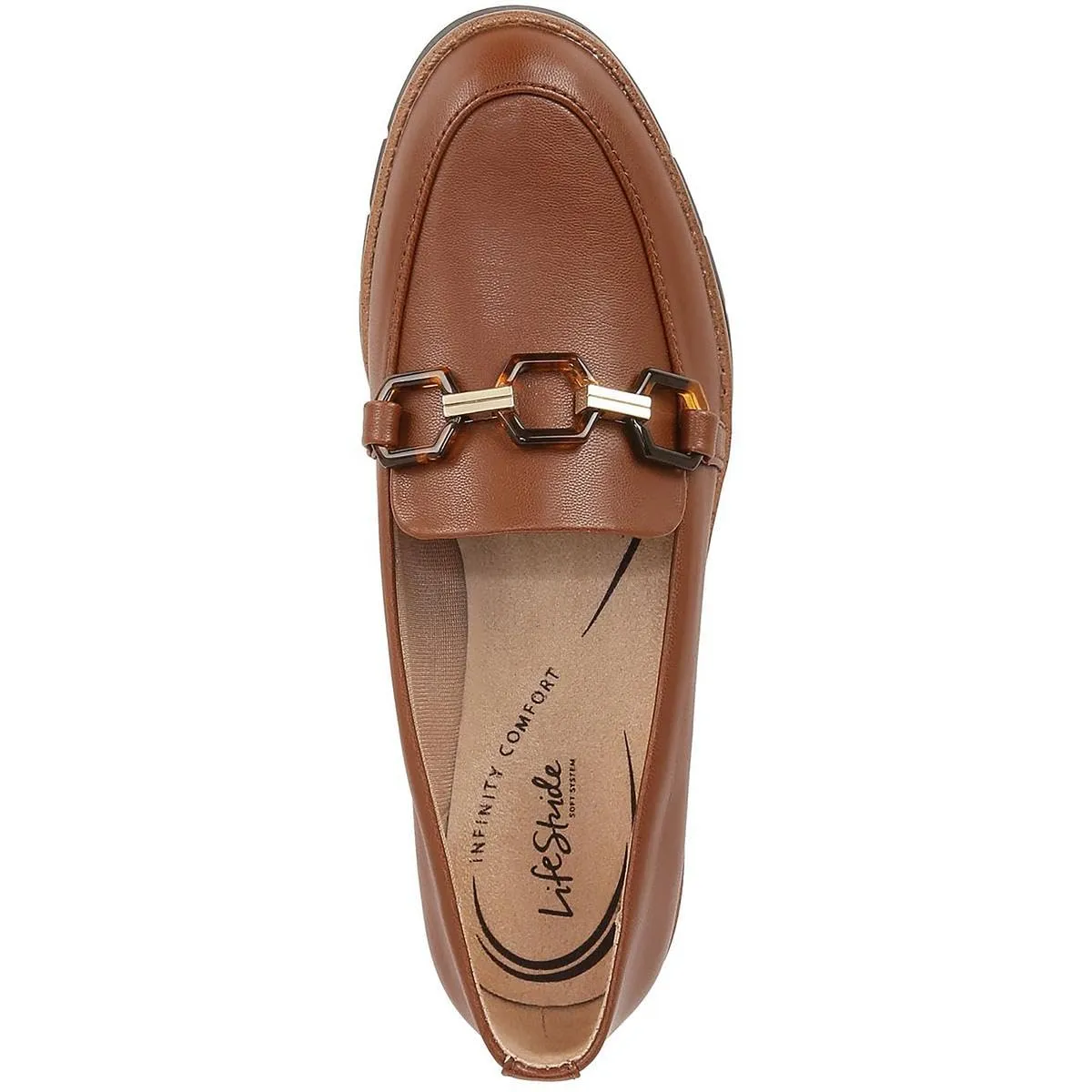 LifeStride Women's Optimist Slip-ons Loafer, Walnut Brown Faux Leather, 7.5