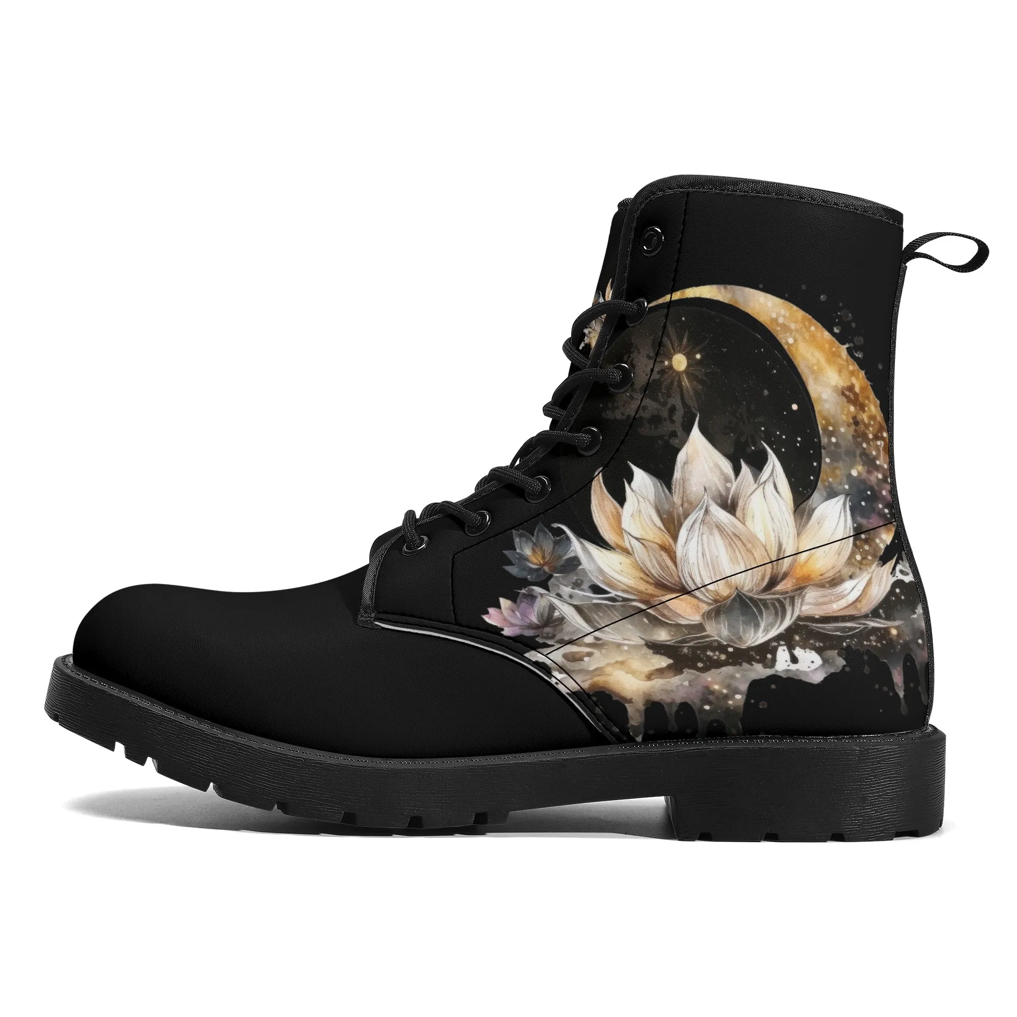Lotus Moon Womens Vegan Boots Witchy