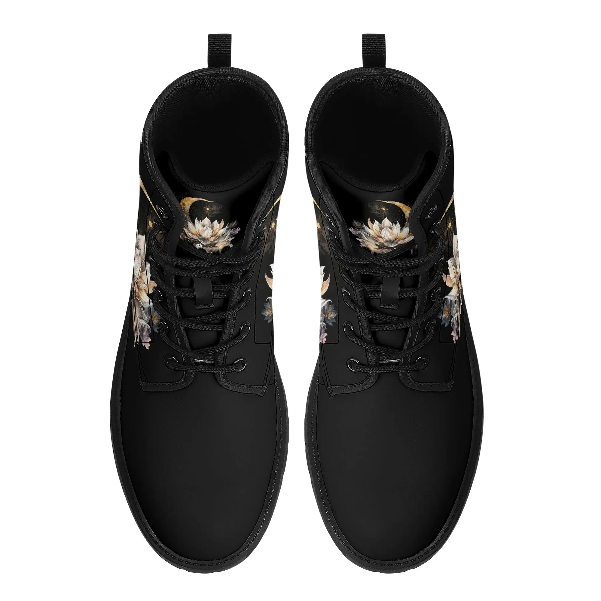 Lotus Moon Womens Vegan Boots Witchy